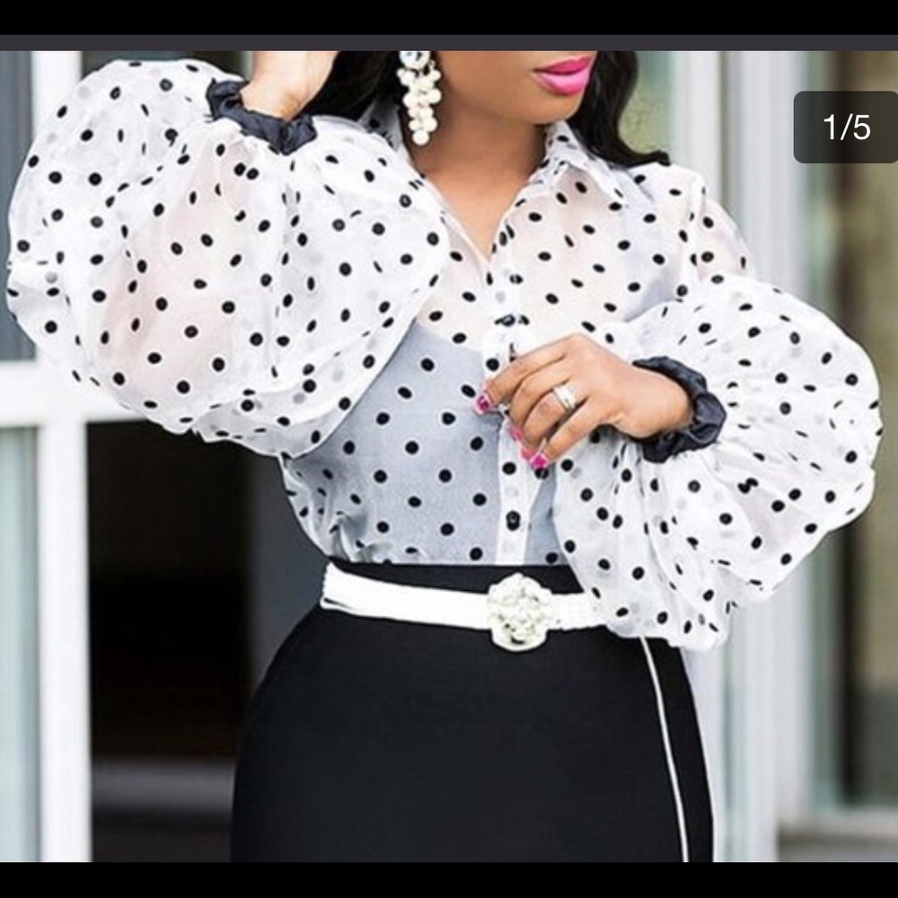 NWOT Sheer Polka Dot Top